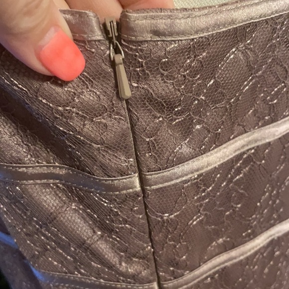 JS COLLECTION FORMAL / wedding LACE / SATIN OVERLAY LONG TANK DRESS  sz 10 TAUPE - Picture 6 of 16